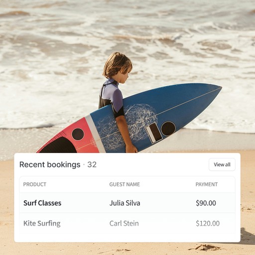 Child walking along the beach carrying a colorful surfboard near the shoreline.
