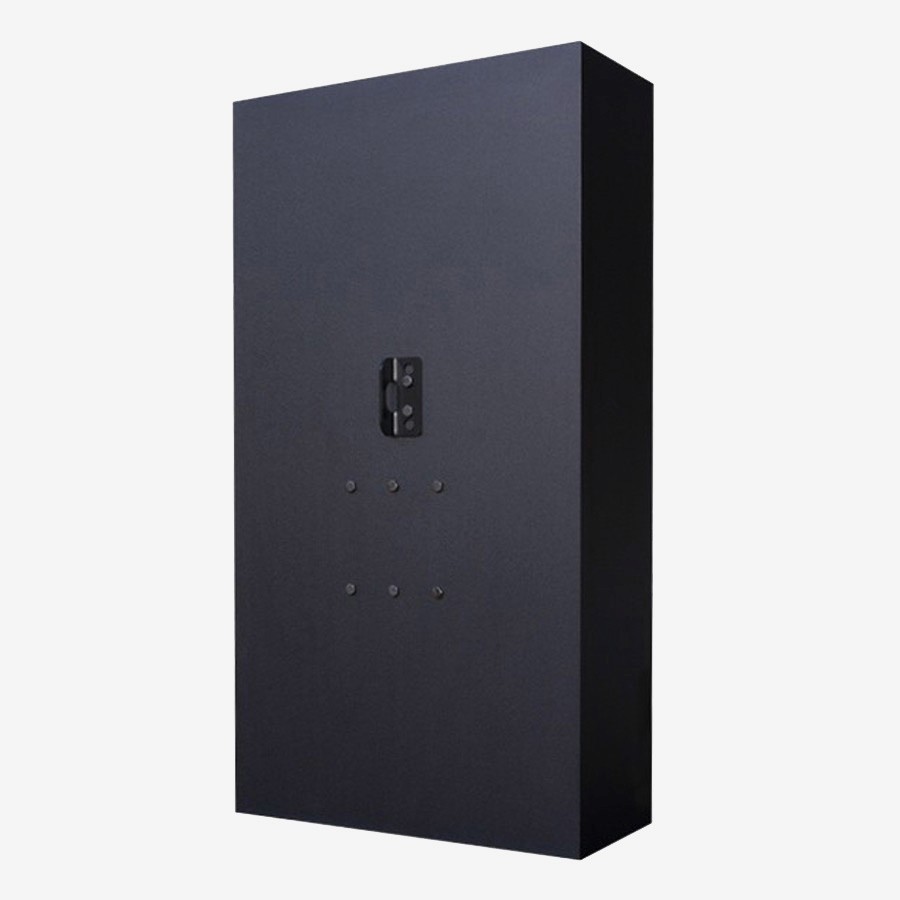 Black rectangular enclosure with mounting bracket