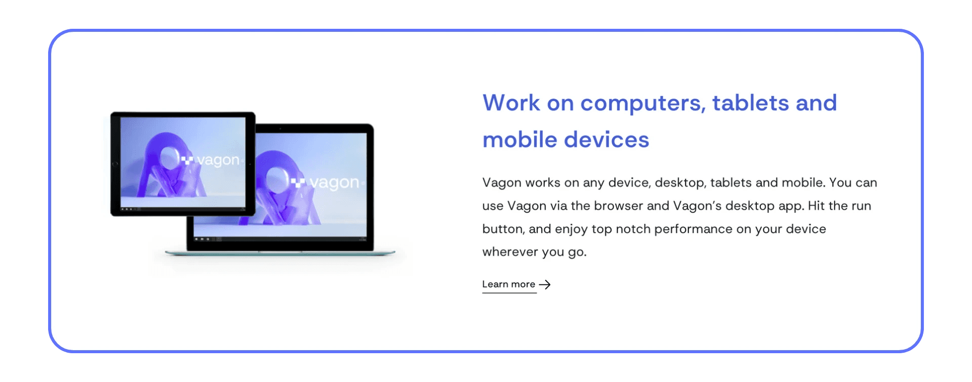 Vagon Cloud Computer accessed on desktop and tablet devices