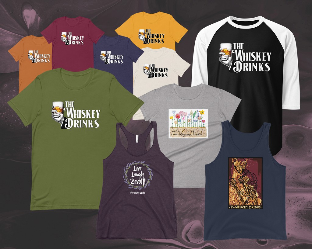 T-shirt designs featuring band logo, original art, and fan-submitted graphics.