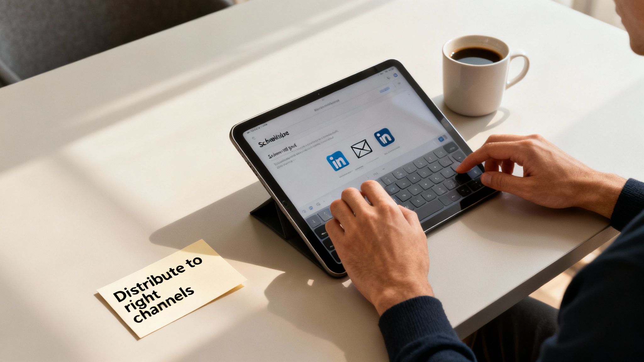 A person looking at a dashboard with charts and graphs, representing measuring a content marketing strategy.