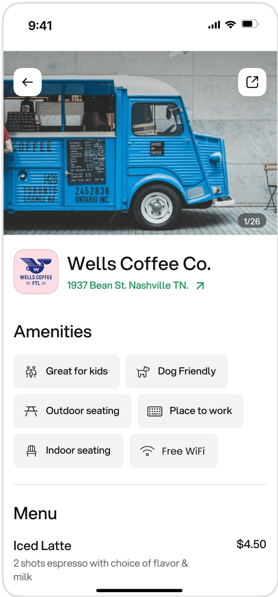 Coffee truck app