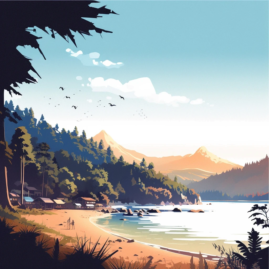 Sabang beach in the Philippines illustration