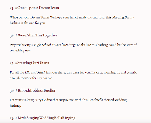 wedding hashtag examples