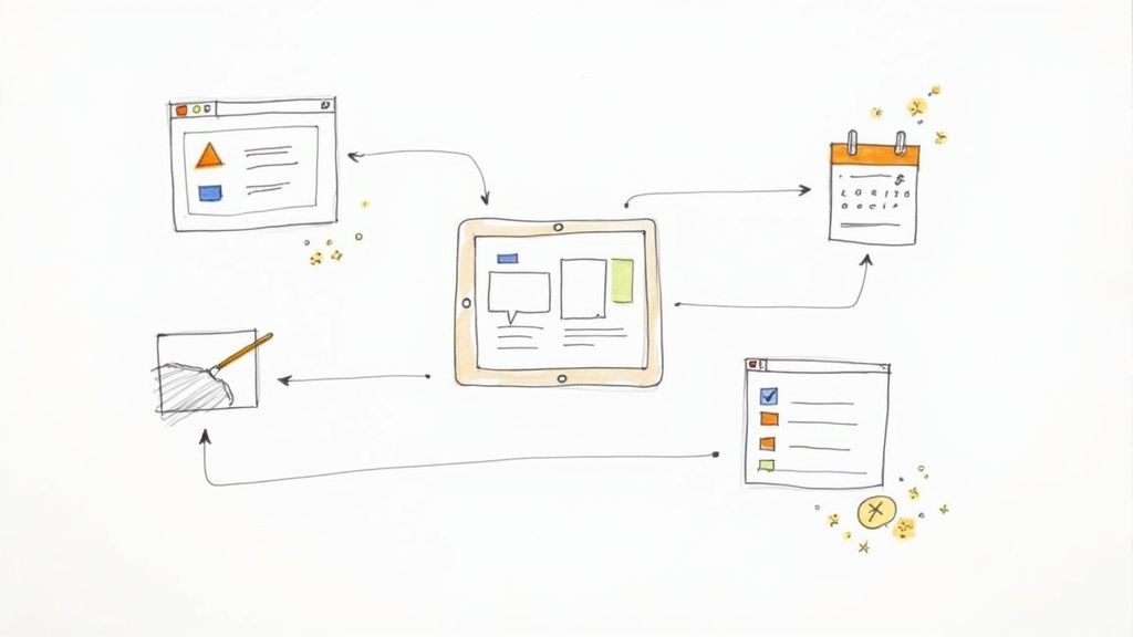 A person using a laptop to manage their Airbnb smart systems from a comfortable home office.