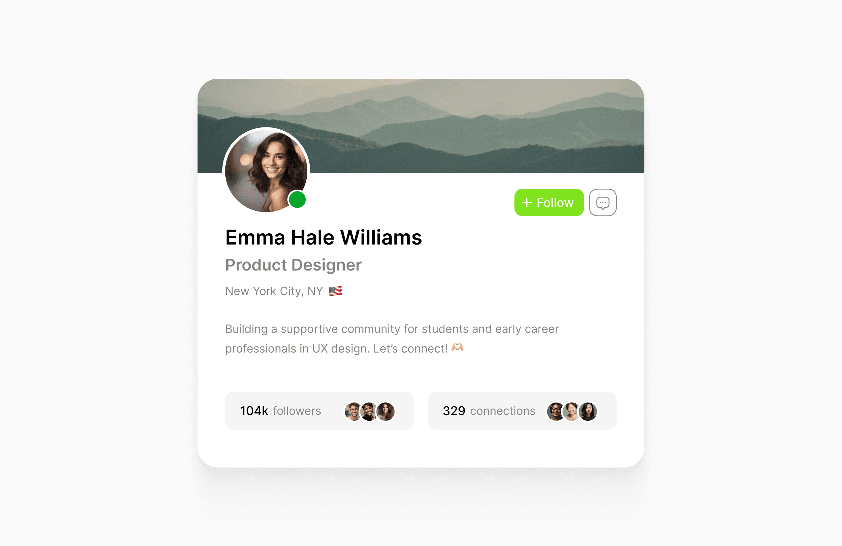 Check out this profile card design on Dribbble