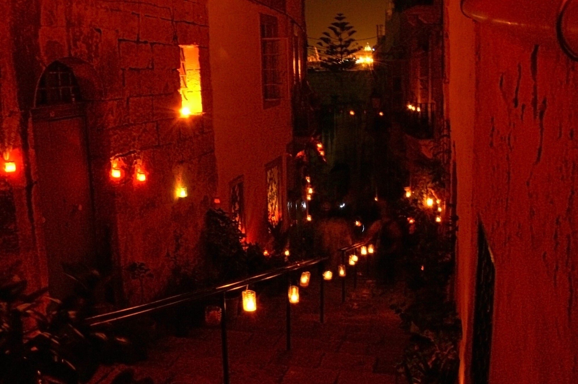 Candles lining a stepped street in Birgu during Birgufest (Birgu by Candlelight)