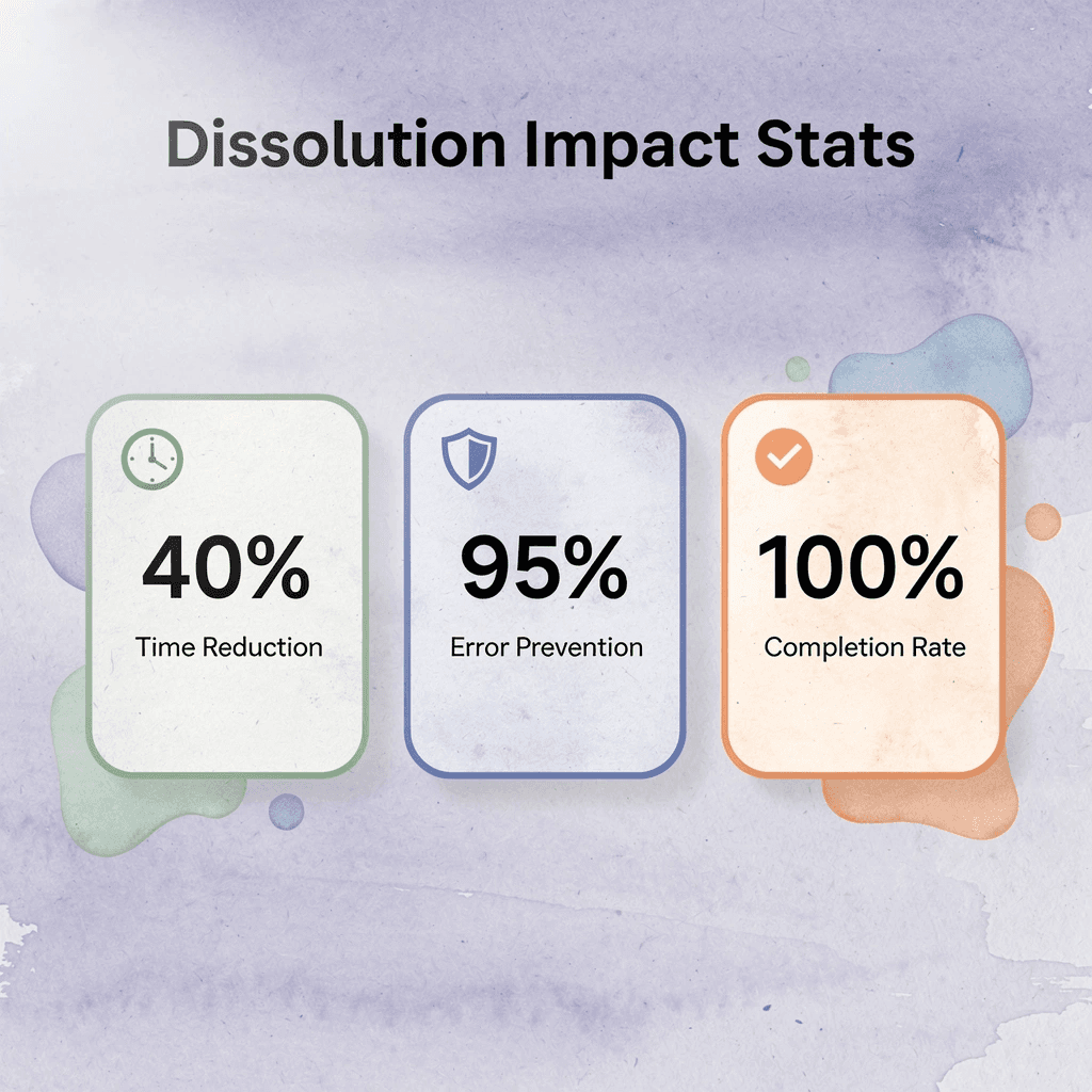 Statistics showing dissolution process improvements with structured approach