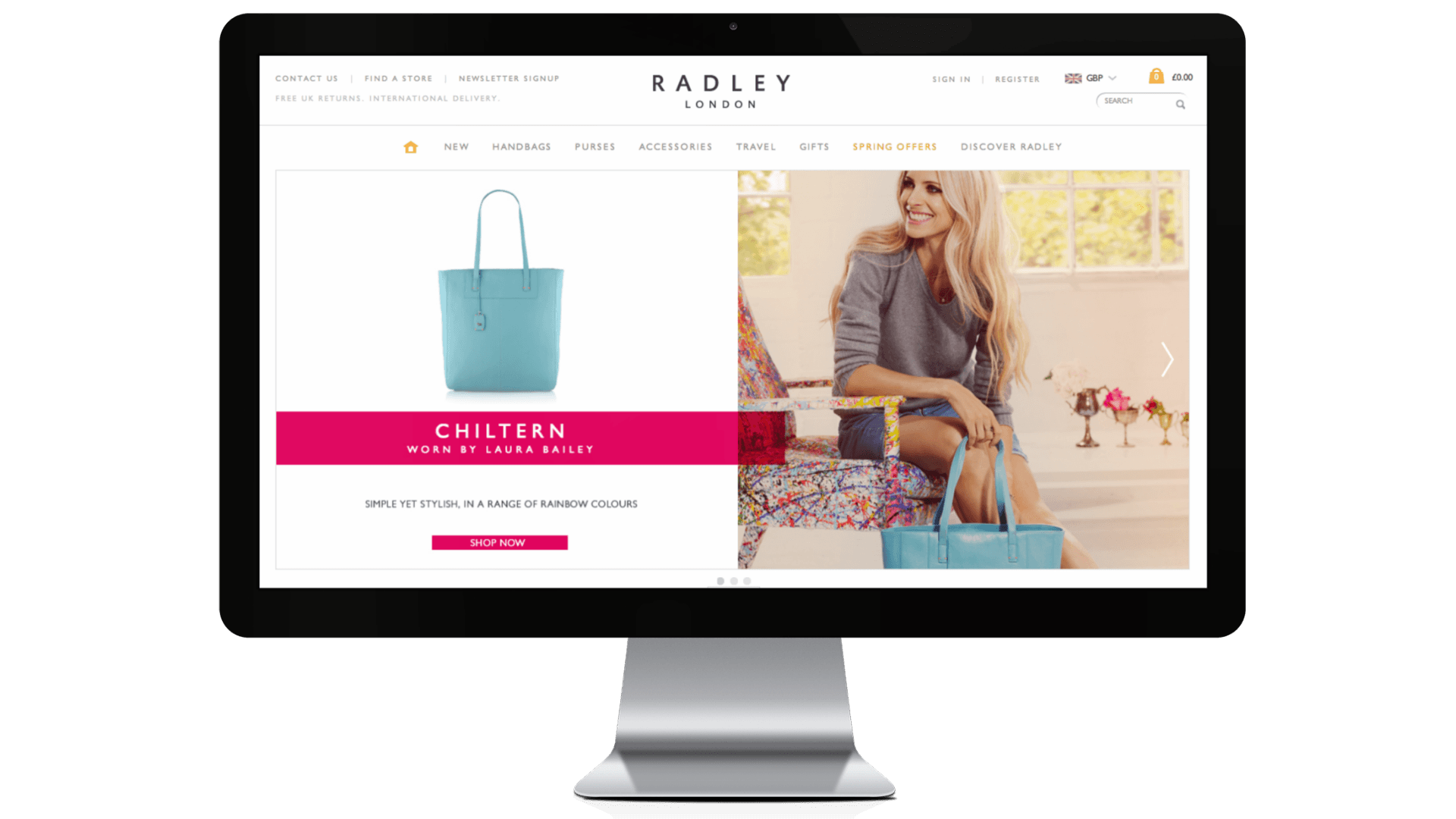 Radley website on desktop