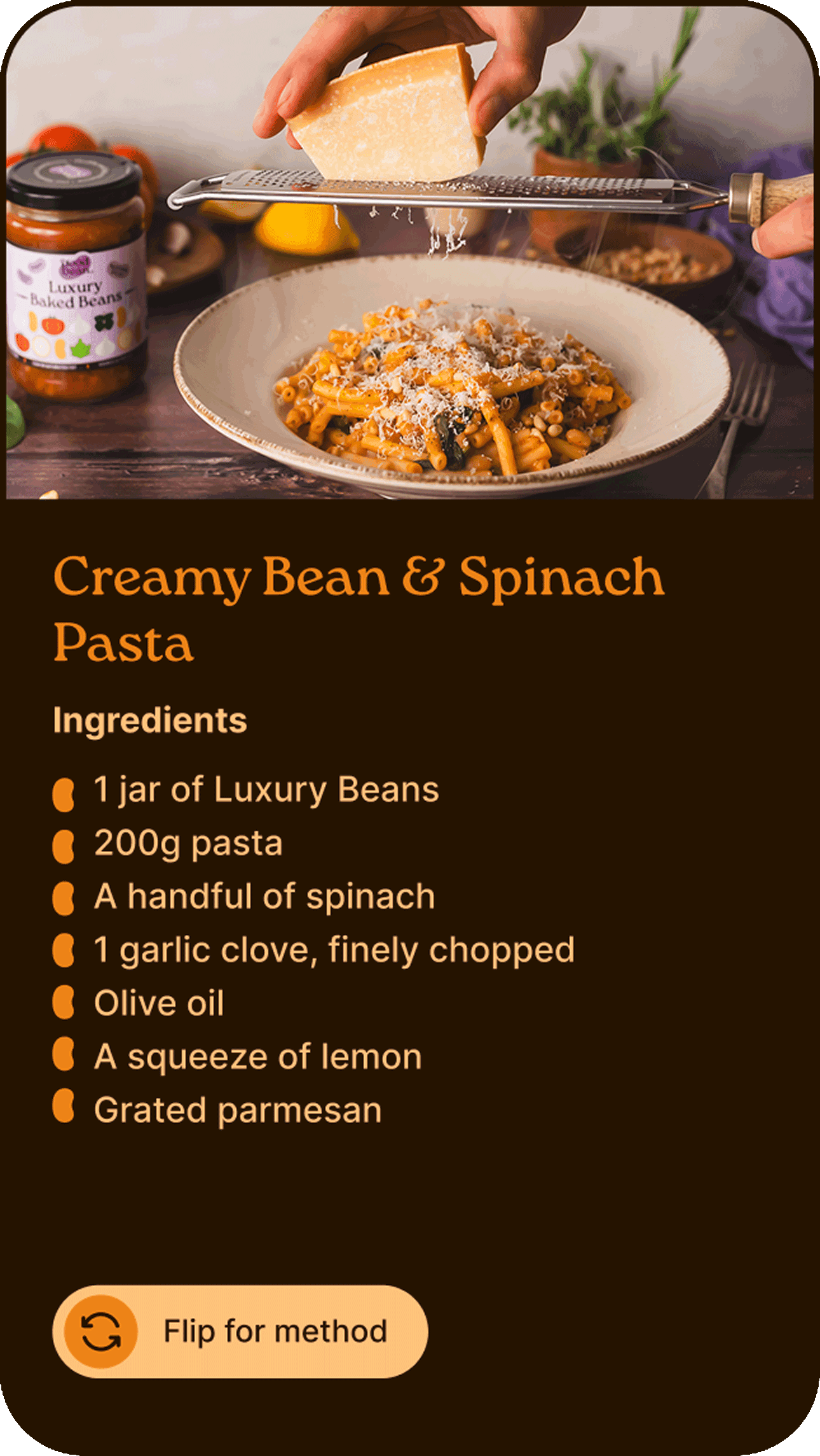 The good bean co bean and spinach pasta recipe