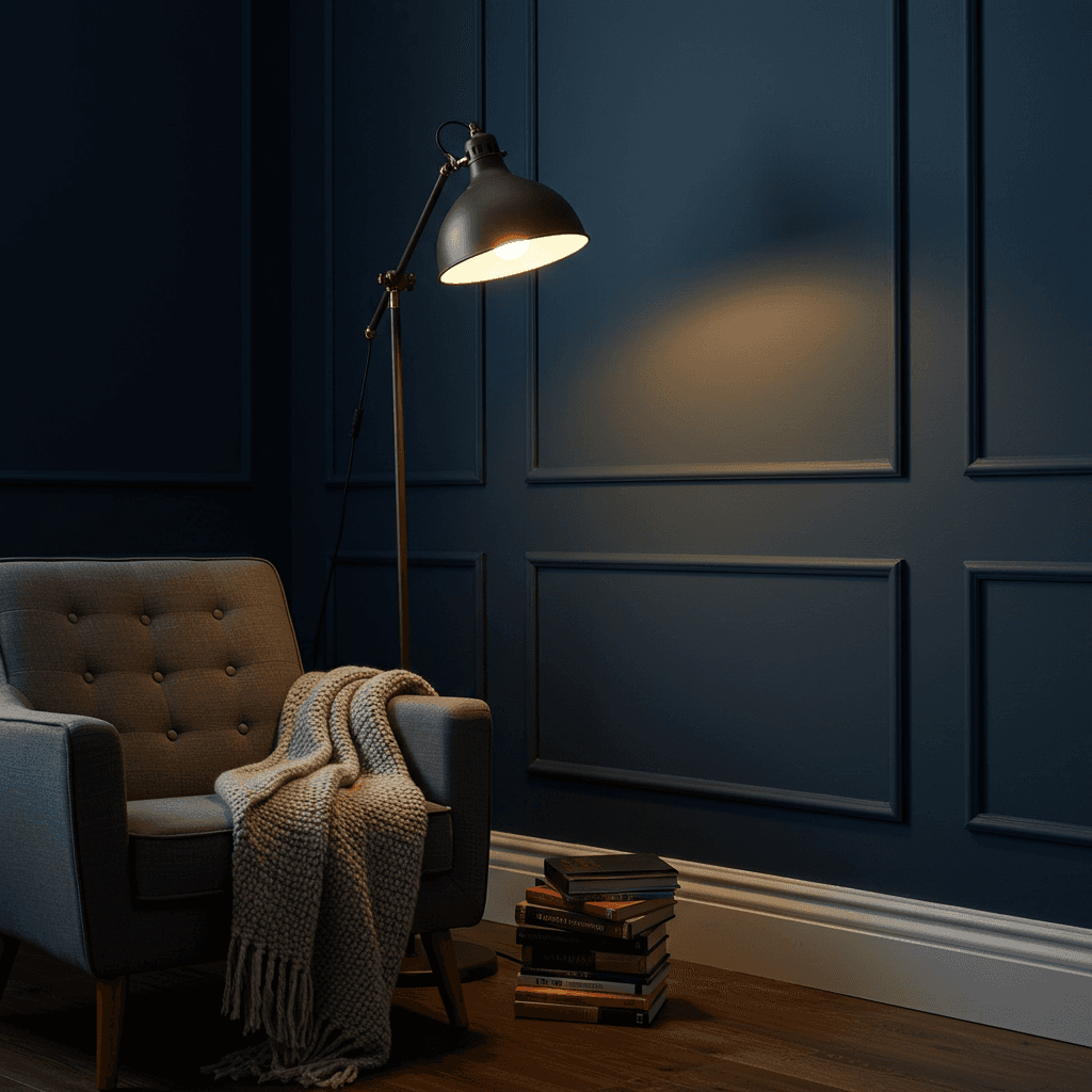 a modern room with dark paint