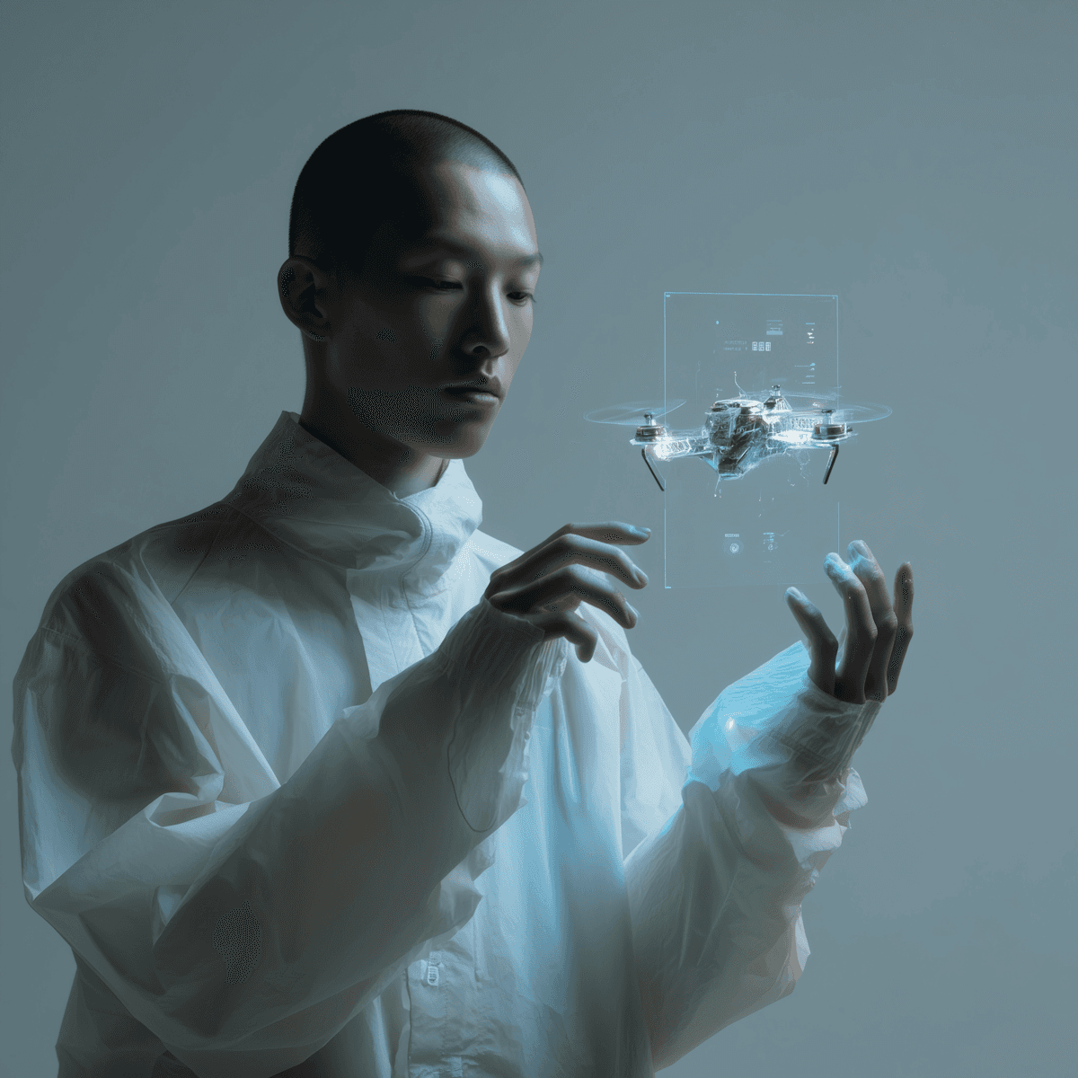 person using futuristic drone