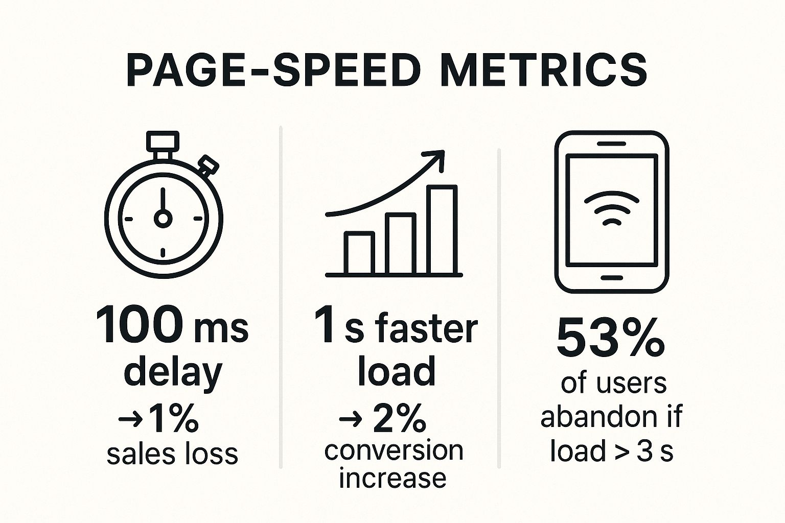 Infographic showing key data about Page Speed and Performance Optimization
