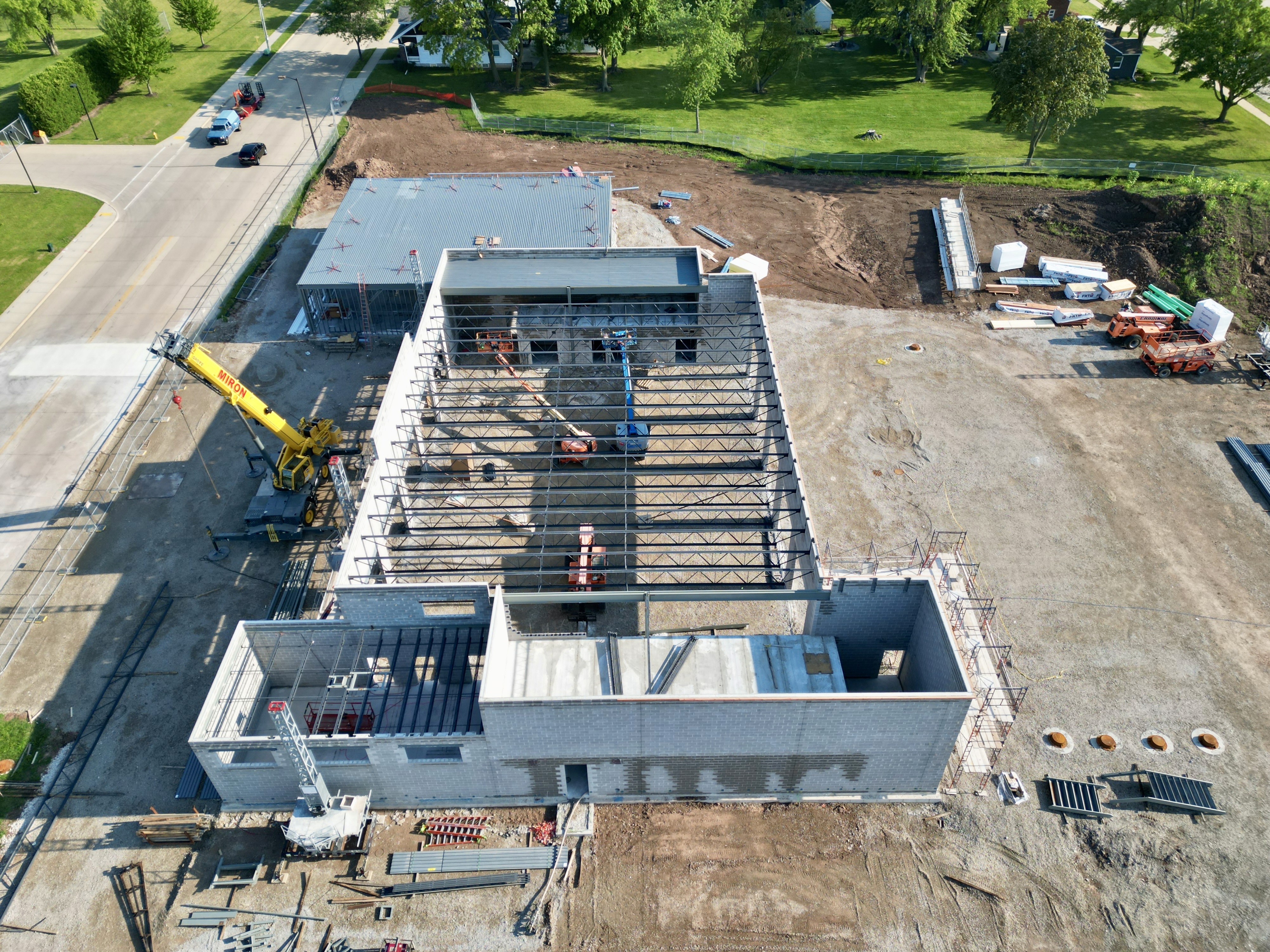 Aerial progress photo of the Little Chute Fire Department new station