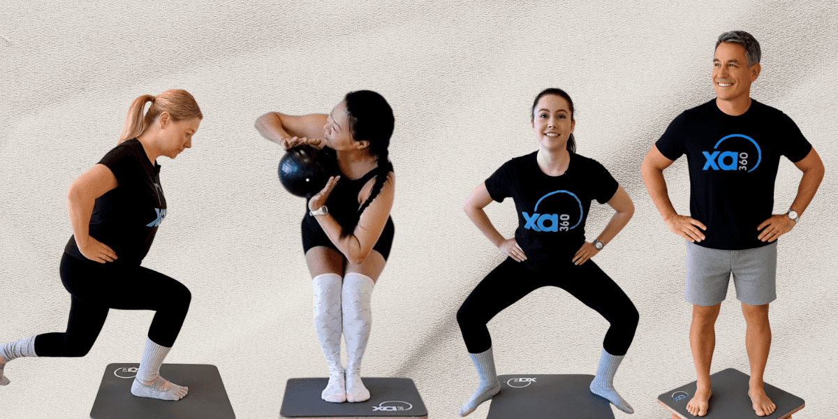 diverse group of individuals performing various exercises on mats, showcasing functional fitness and movement training.