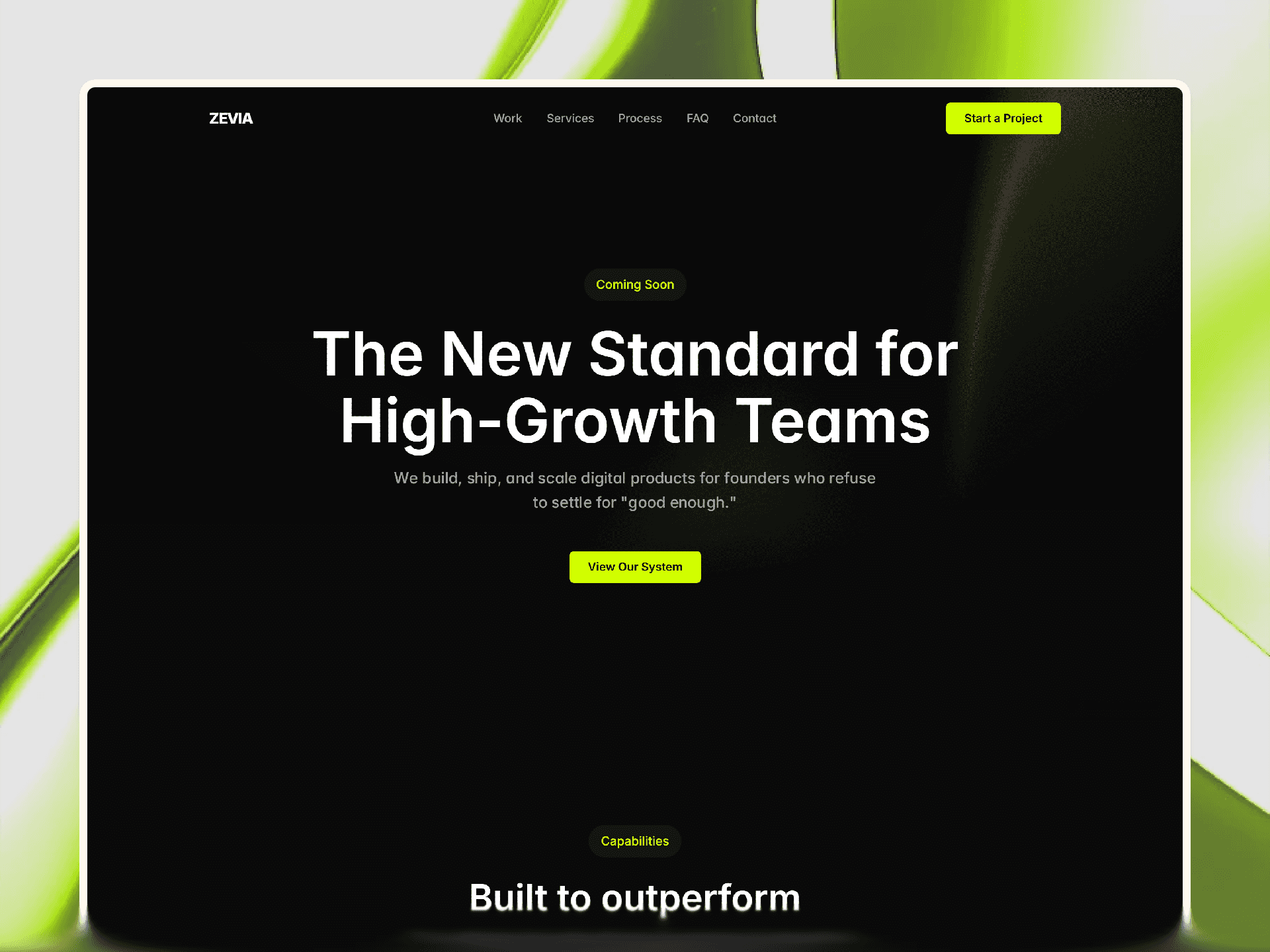 Zevia — a premium Framer template for SaaS & AI founders who want a cleaner, sharper, more credible brand presence.