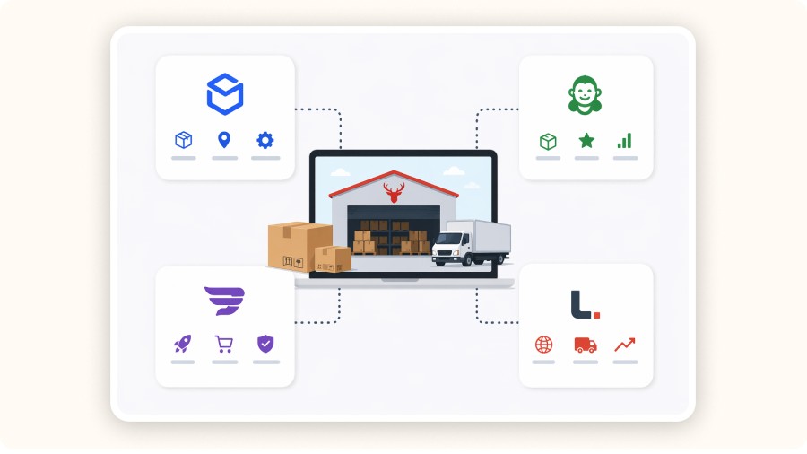 Minimalist illustration of ecommerce fulfillment tools