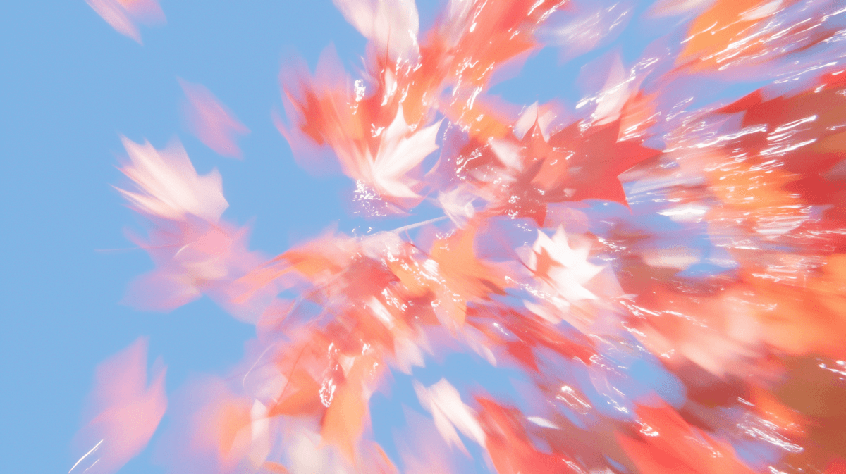 Abstract motion blur of red and orange shapes against a blue background