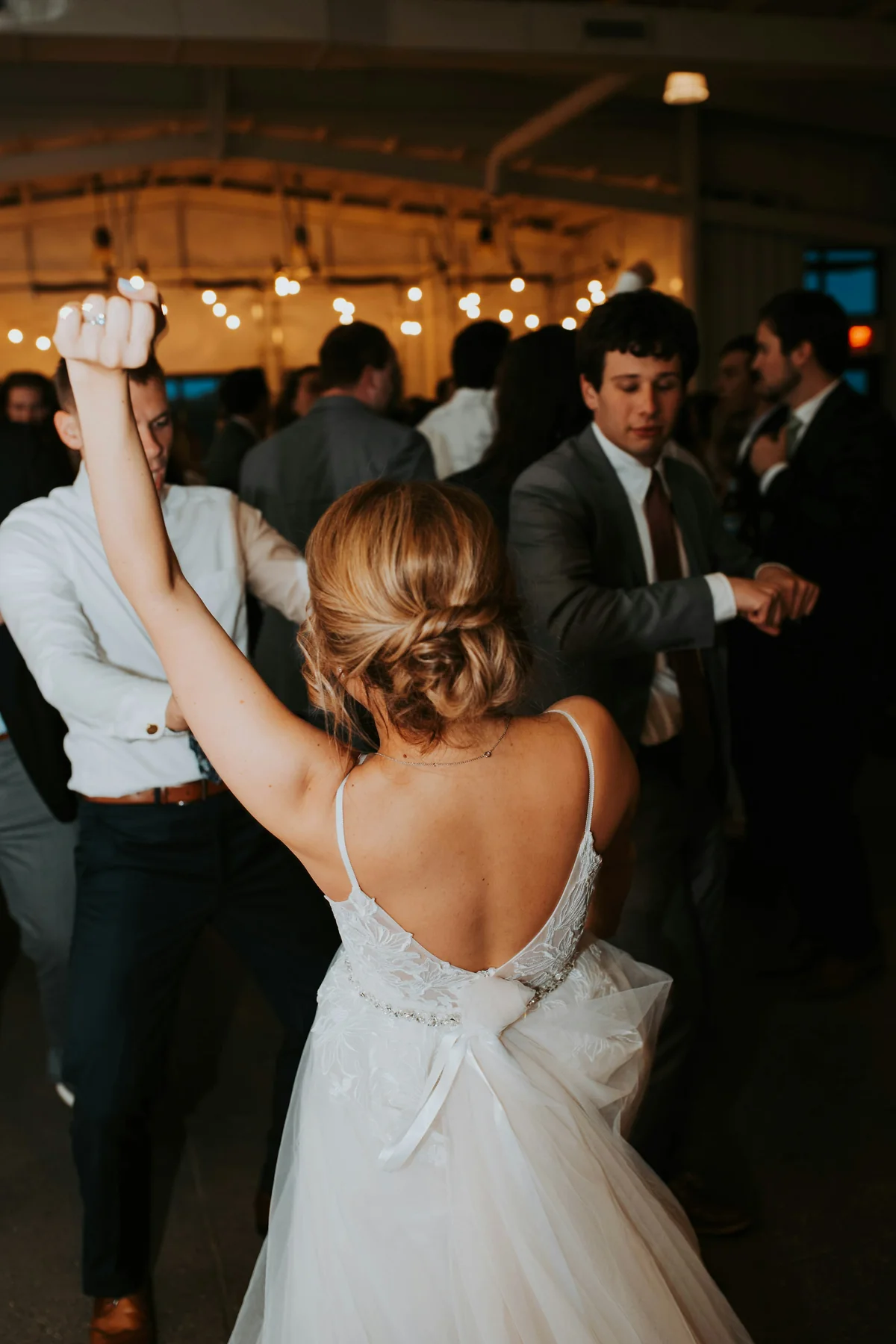 Guests dancing at a wedding