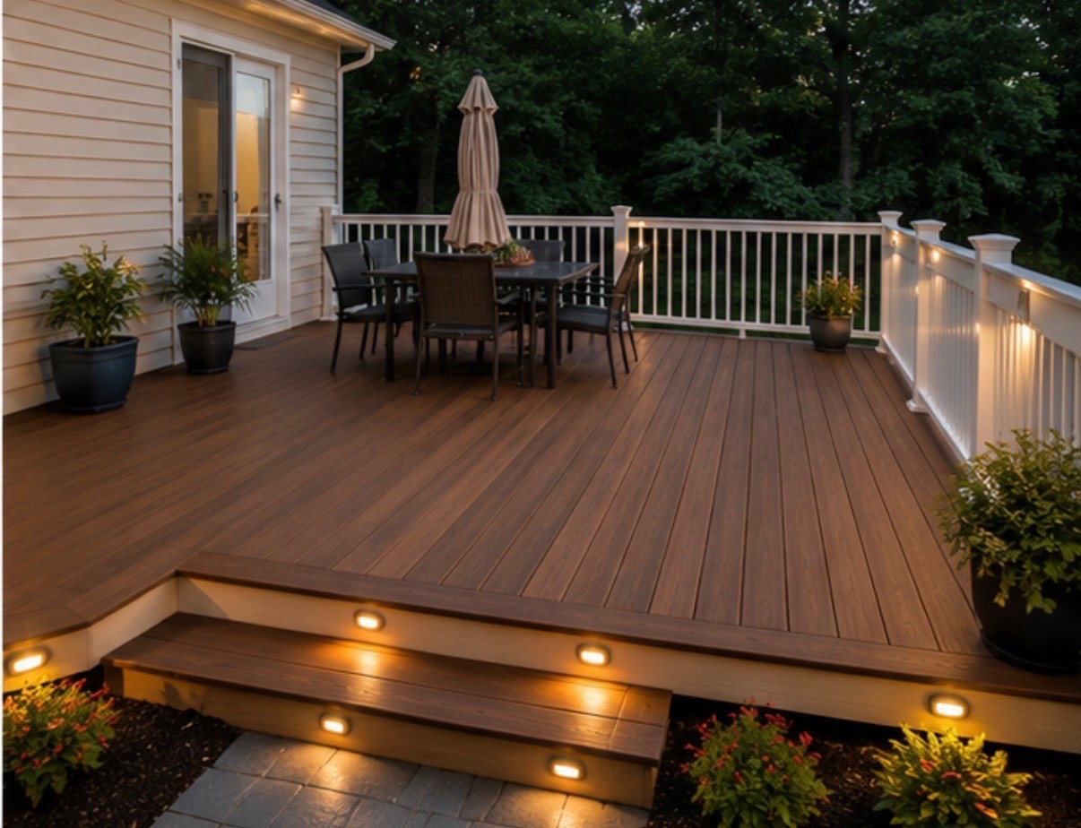 Finished deck with outdoor dining area