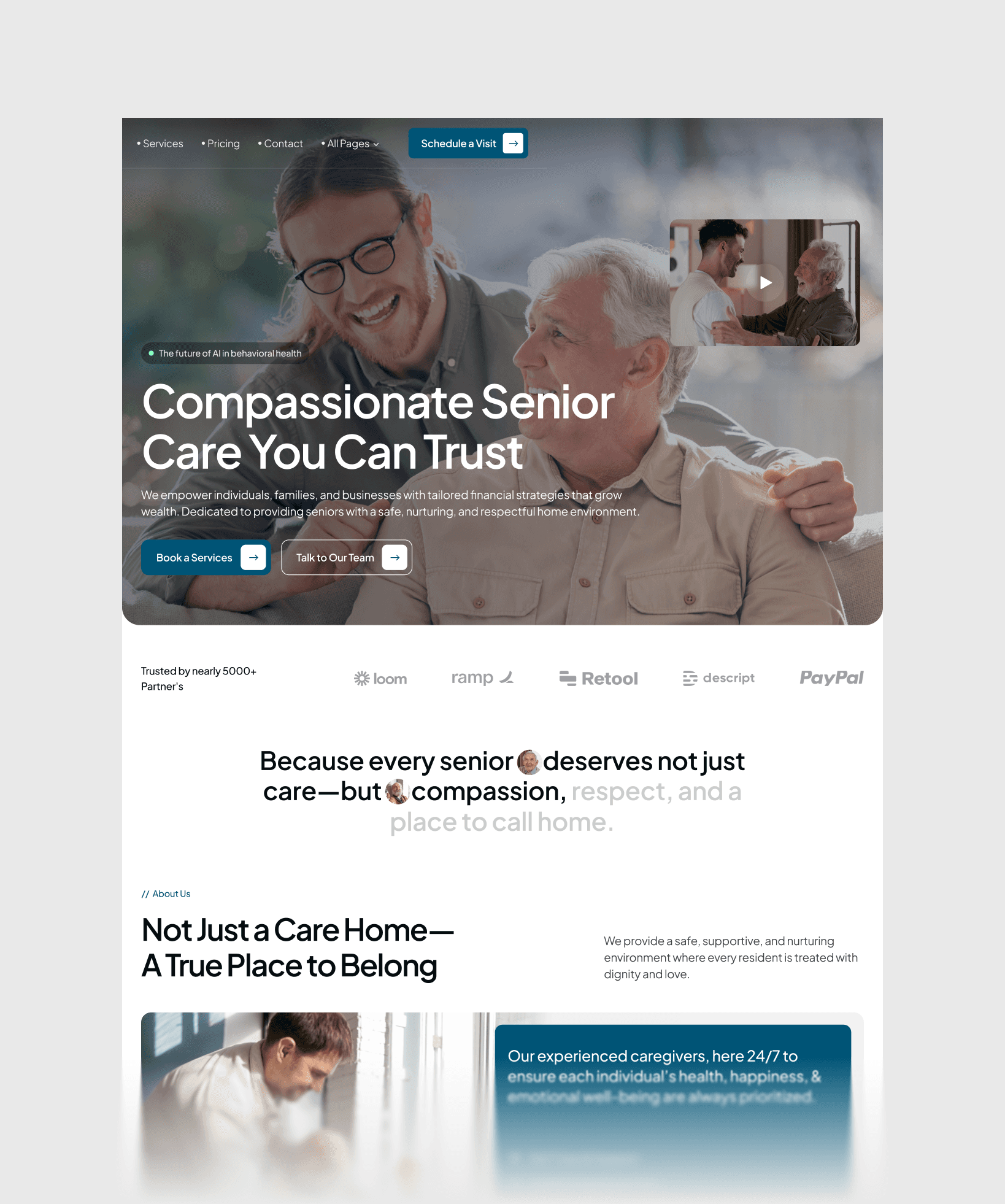 Framer senior care template