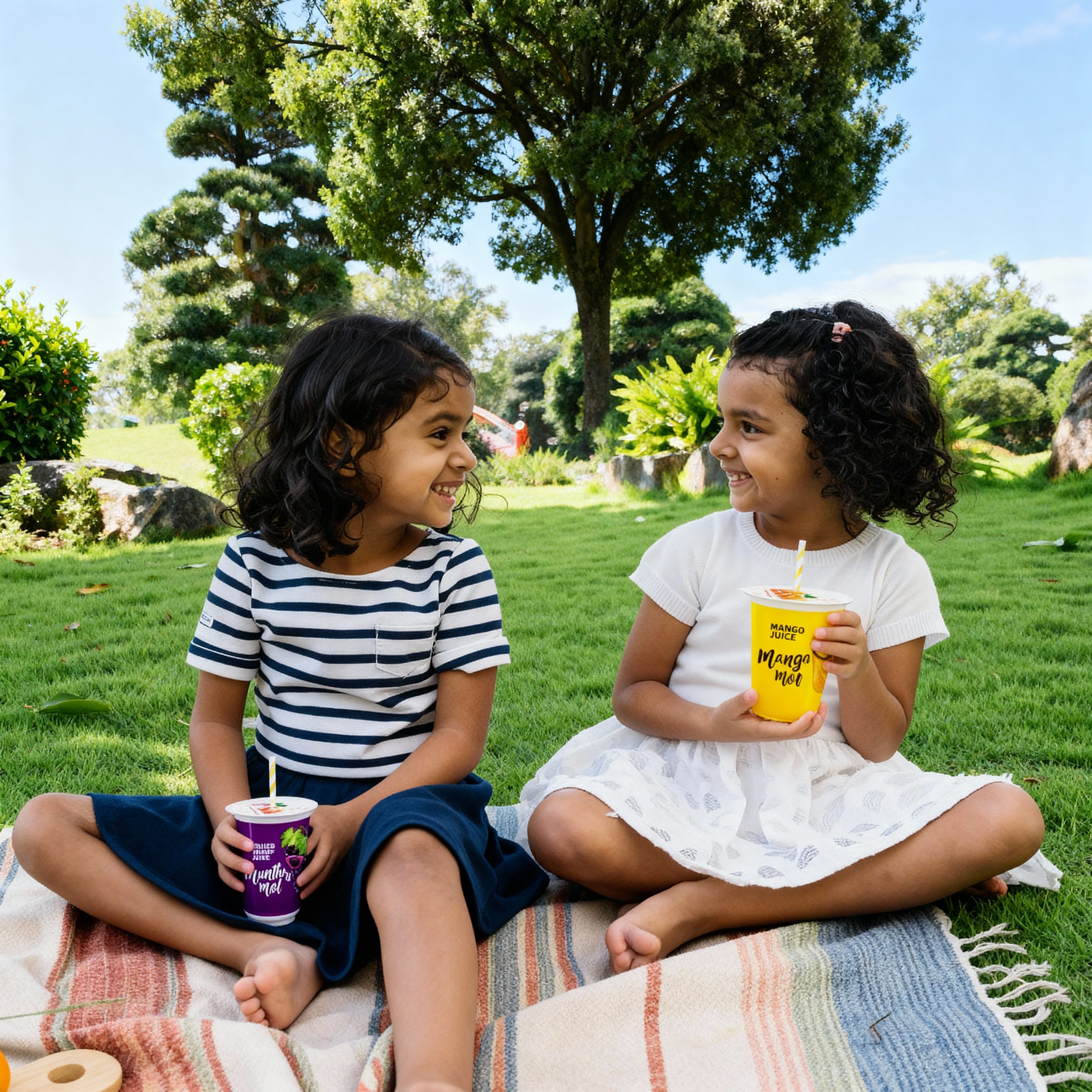 Layered latte in glass with flowers and plants