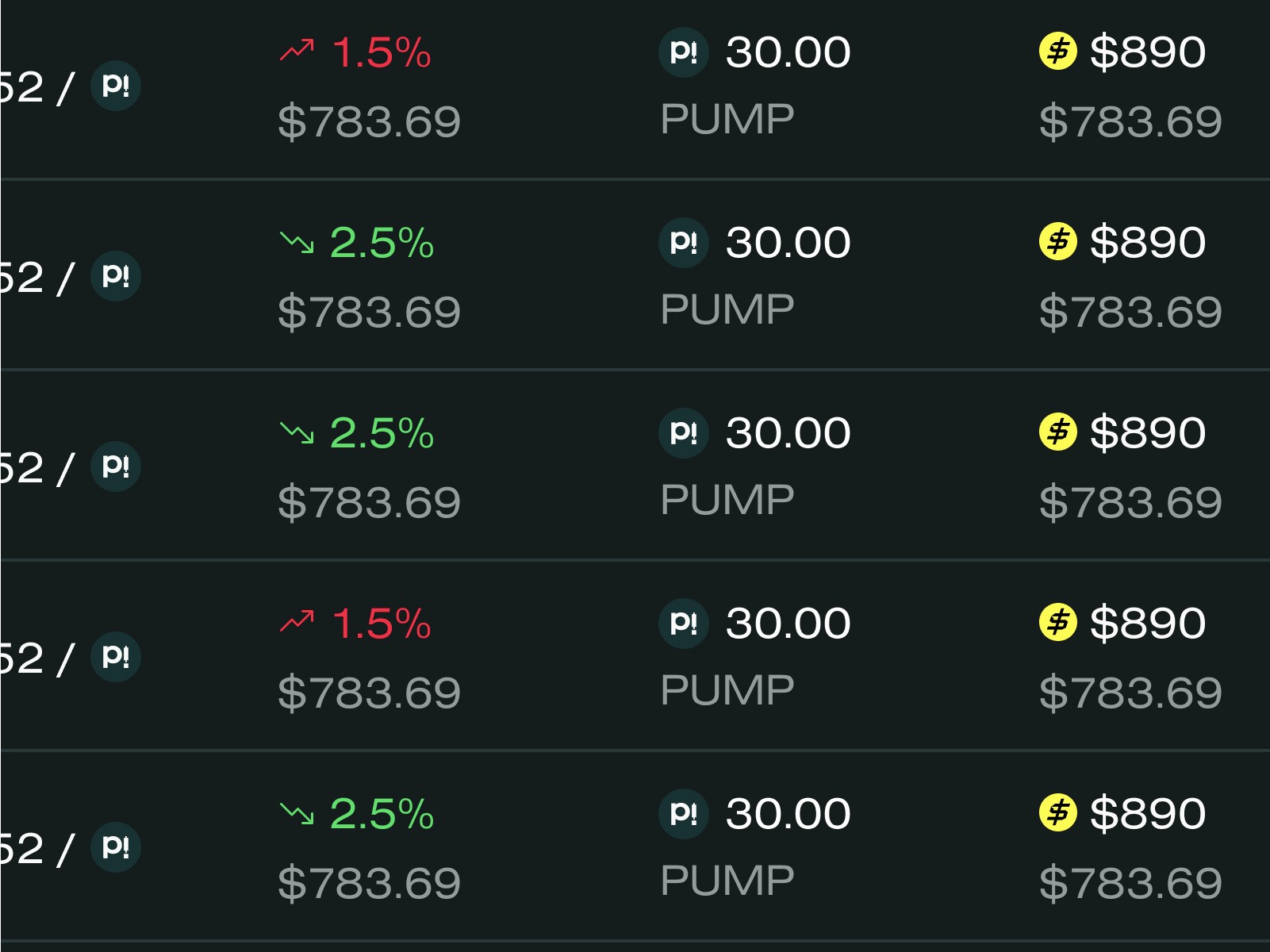 Pump Markets crypto trading marketplace dashboard