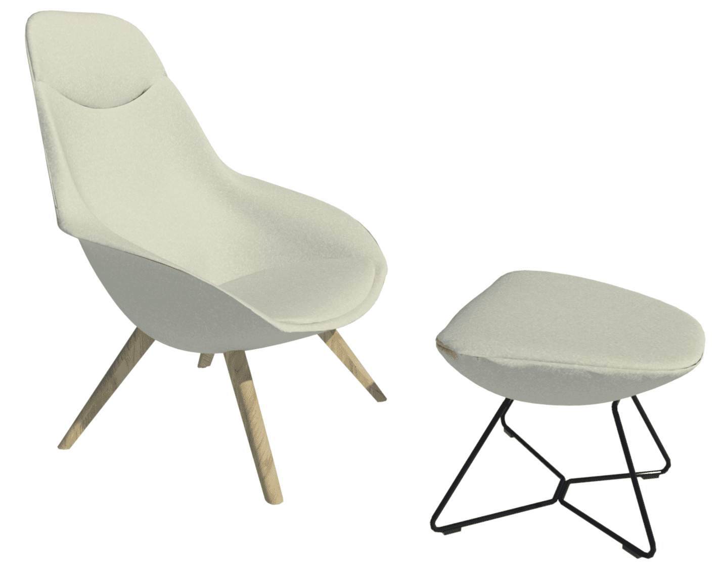 Yonda Lounge chair and Ottoman shown in Blend 60/2Q material.