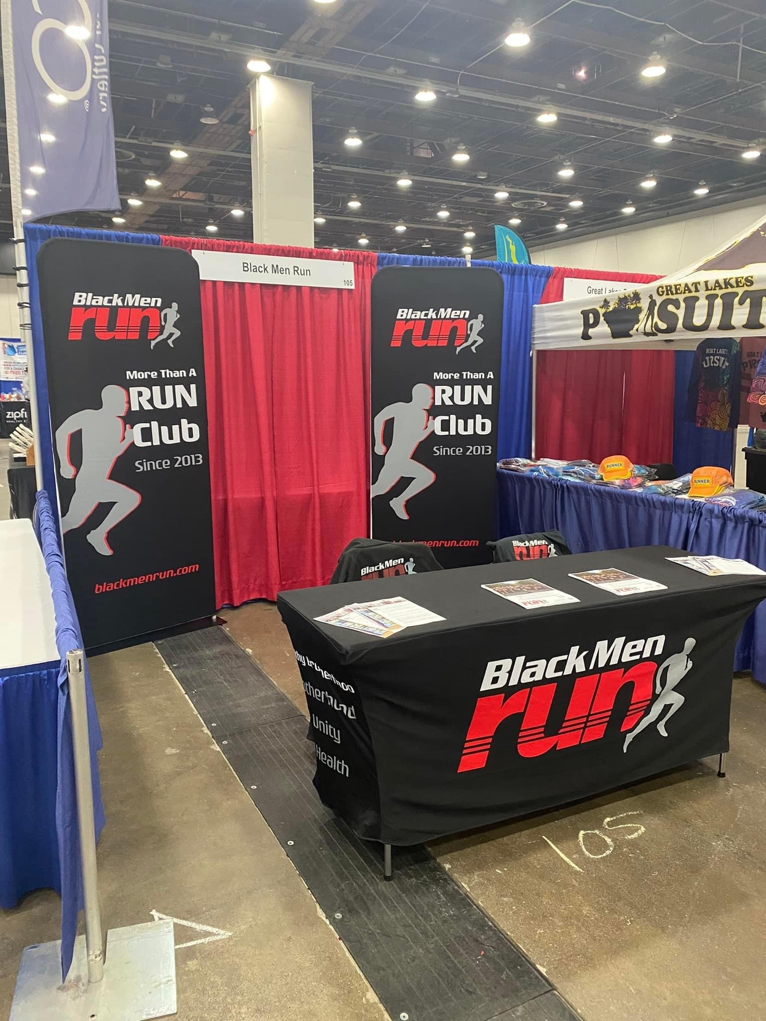 Picture of vertical banners and table in a building