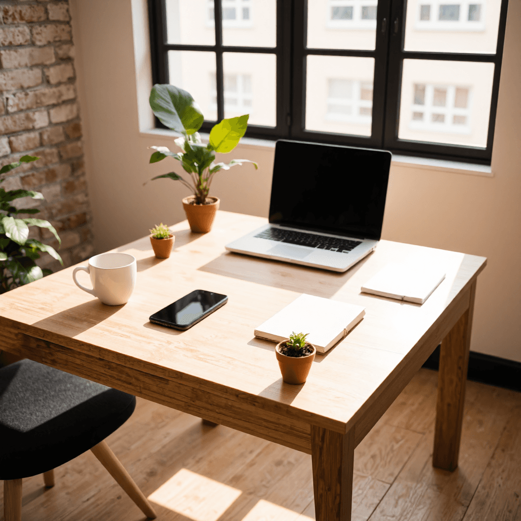 product photography of office desk setup