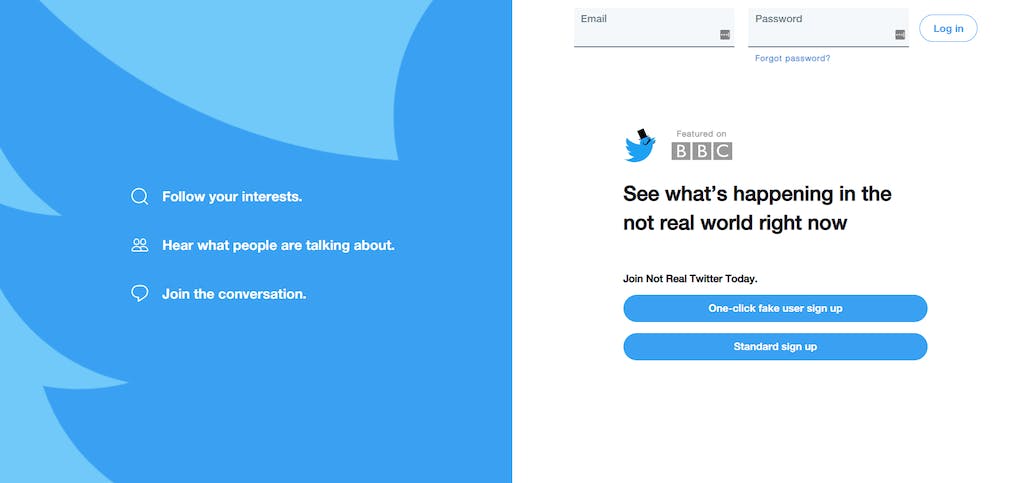 Not Real Twitter is a no code fake Twitter app that was built on Bubble.io