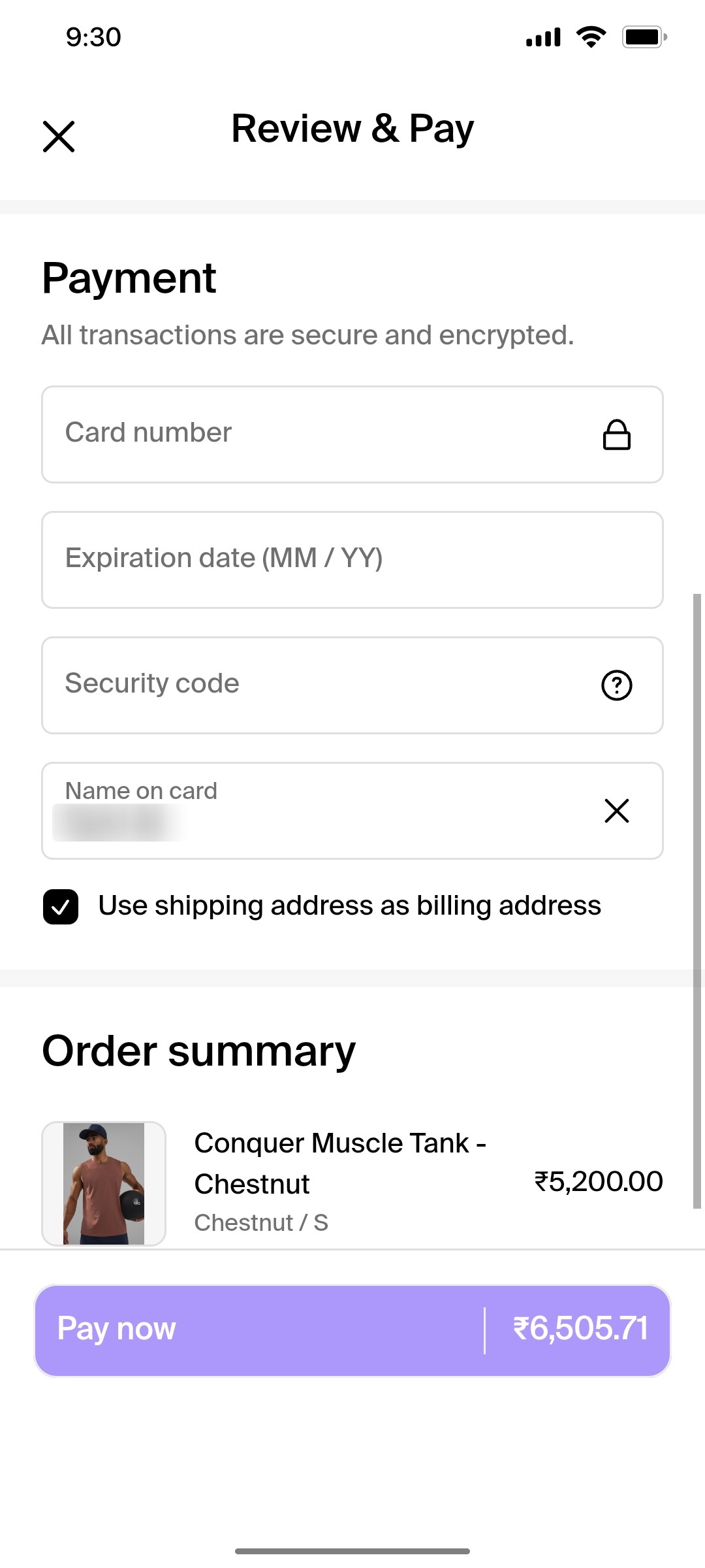 Shop App Payment Screen