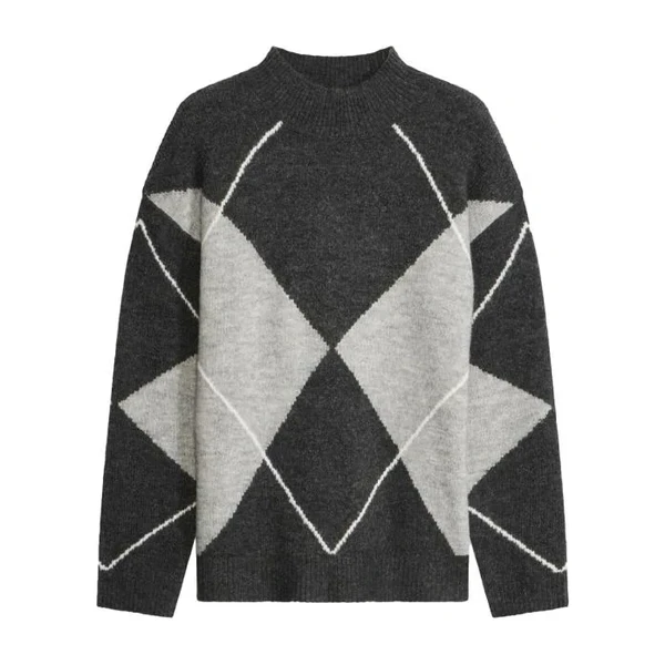 Maglione argyle grigio