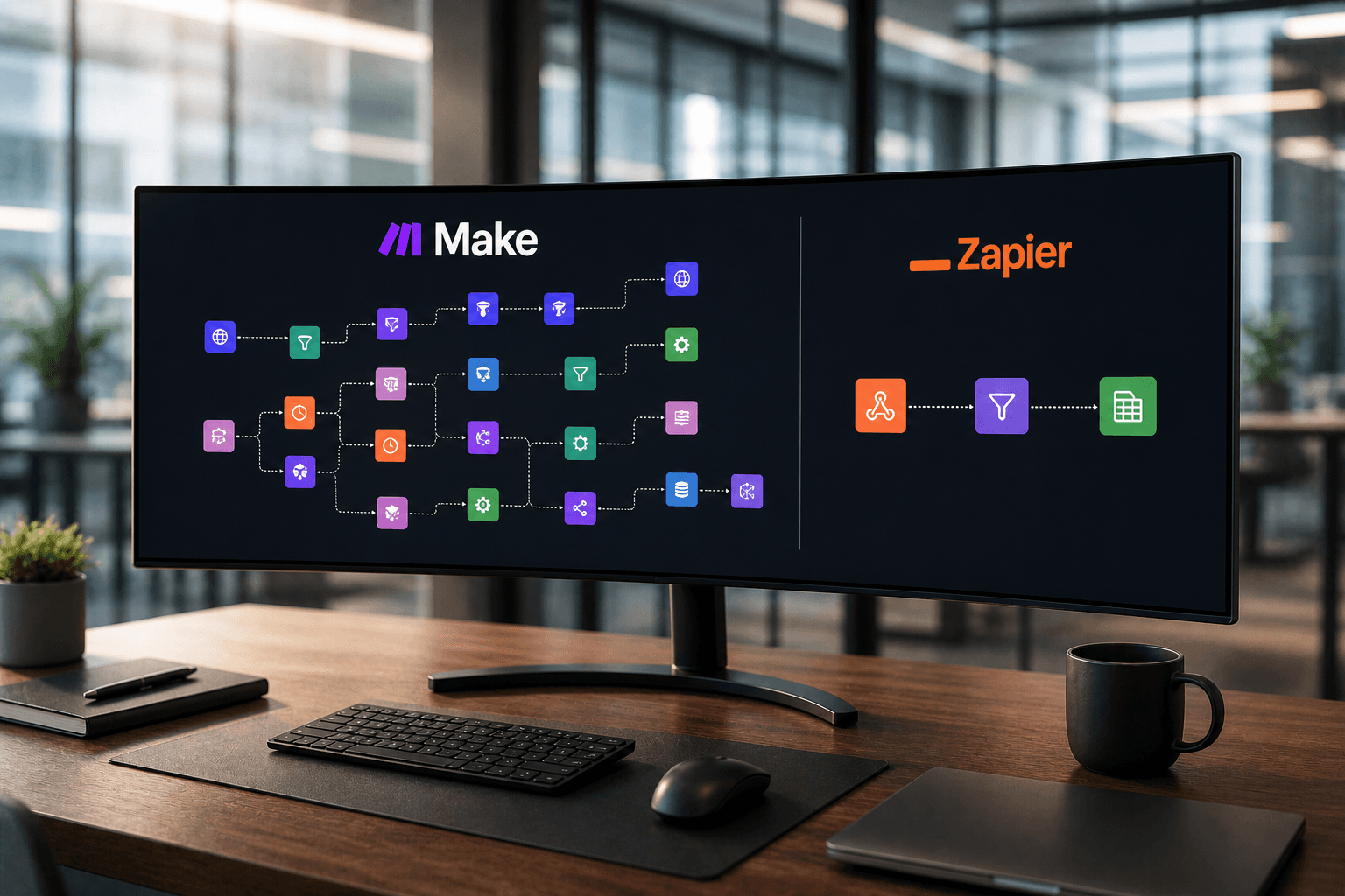 Make and Zapier automation dashboard