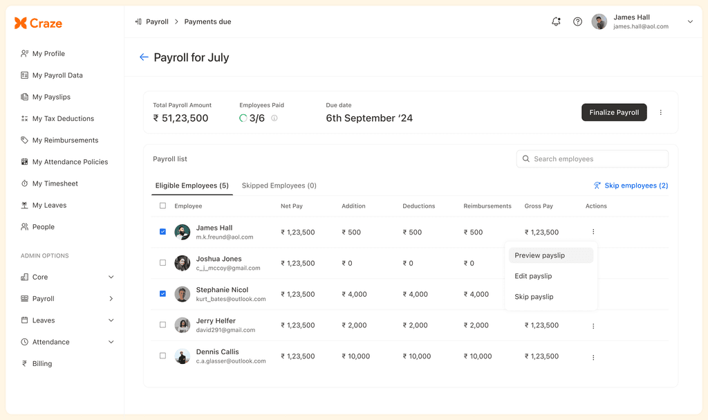 payroll software dashboard