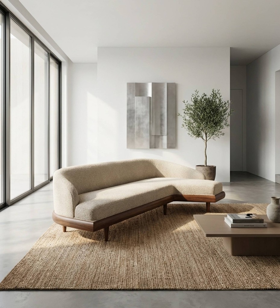 Luxury contemporary cane sofa with teal upholstery and wooden frame