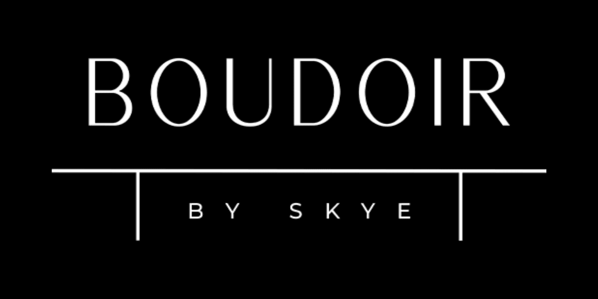 "Logo of Boudoir By Skye, representing luxury photography services focused on empowering women and celebrating their beauty."