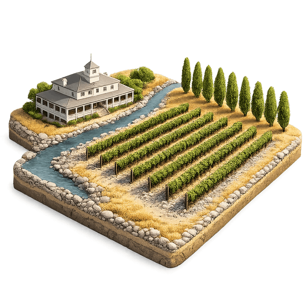 Artistic illustration of the Martinborough wine region.