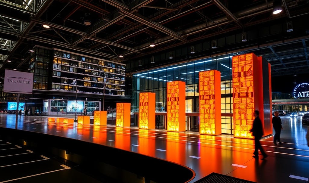 business impact measured by illuminated growth bars in a modern tech environment