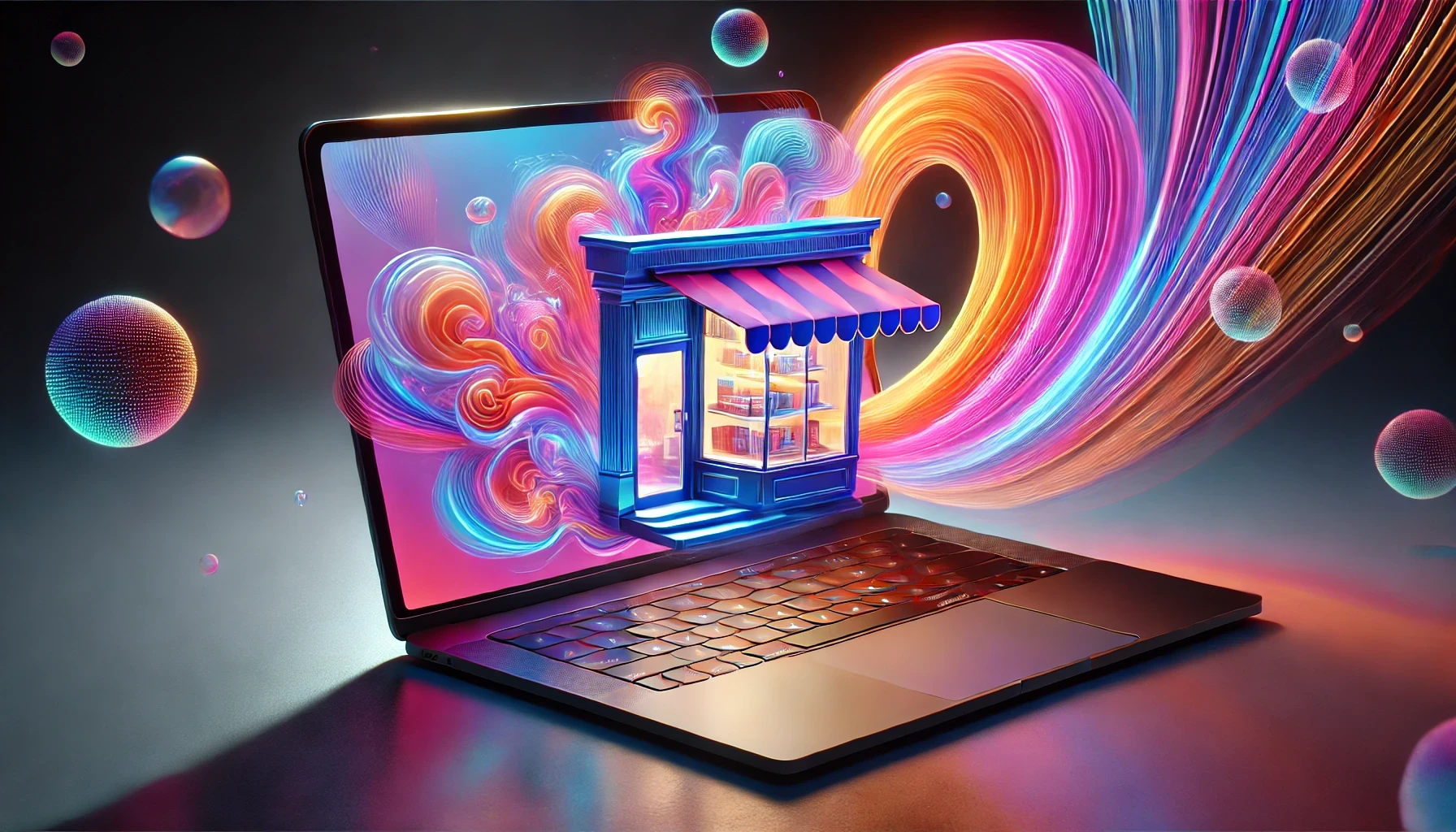 A boutique throught a laptop screen