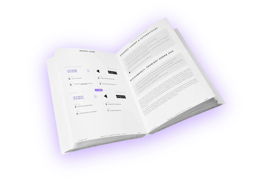 Mock-Up einer aufgeschlagenen Human Design Analyse von Codes of Life®