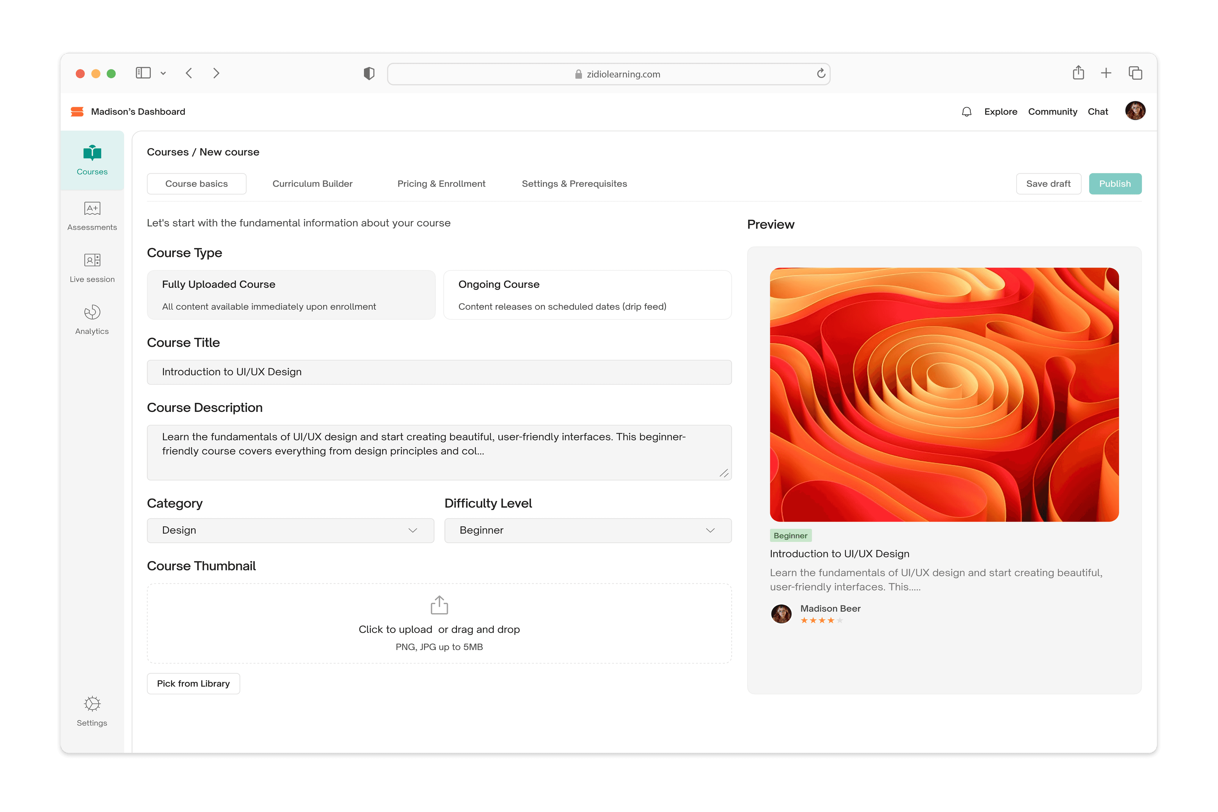 Course creation-01-hi-fi mockup