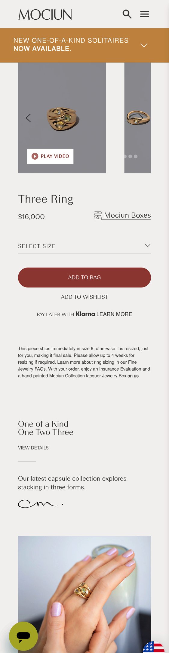 Jewelry product options include: ring for Three Ring from Mociun.