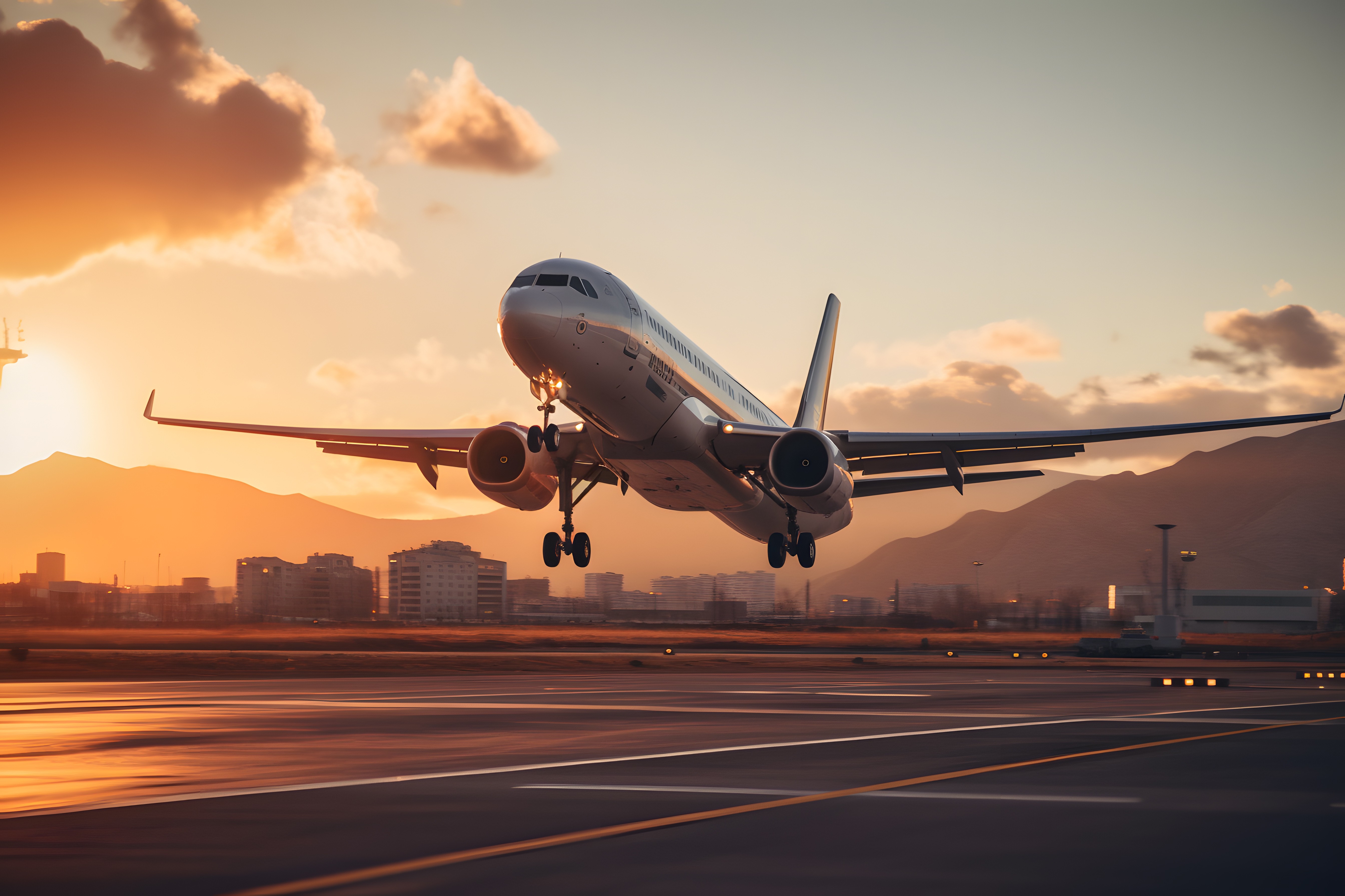 Image of a cargo plane taking off.