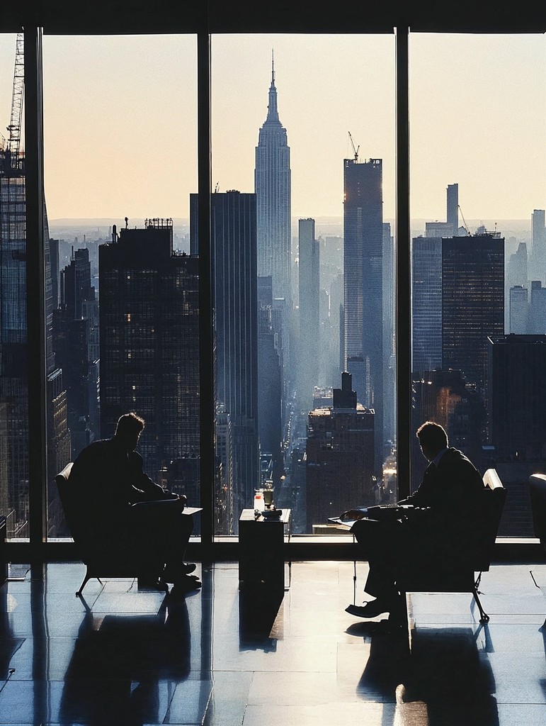 Design-build image showing business men in a building.