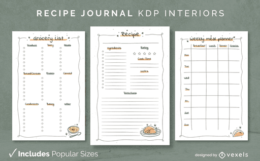 recipe template kdp