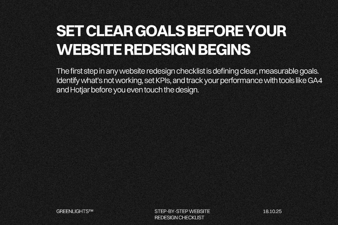 Setting measurable goals and metrics for a successful website redesign project