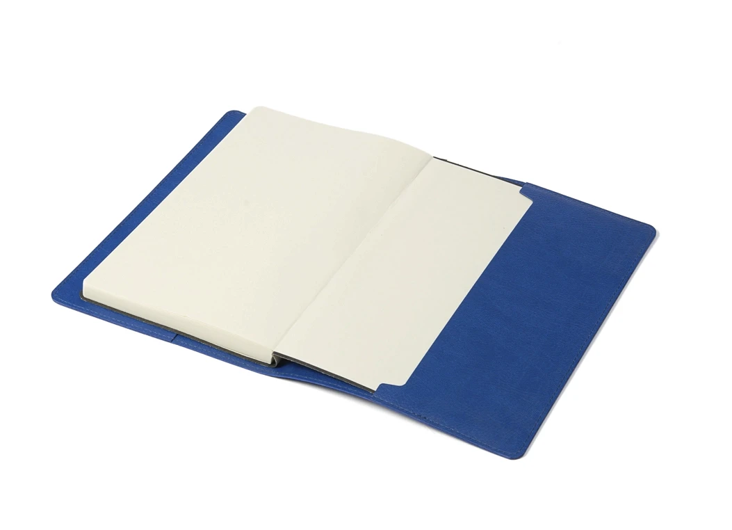 Inner view of leather journal sleeve with notebook partially inserted