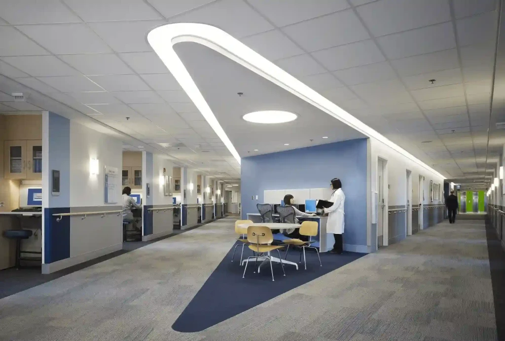 Emaar Beachfront health center exterior, showcasing modern architecture and landscaped surroundings.