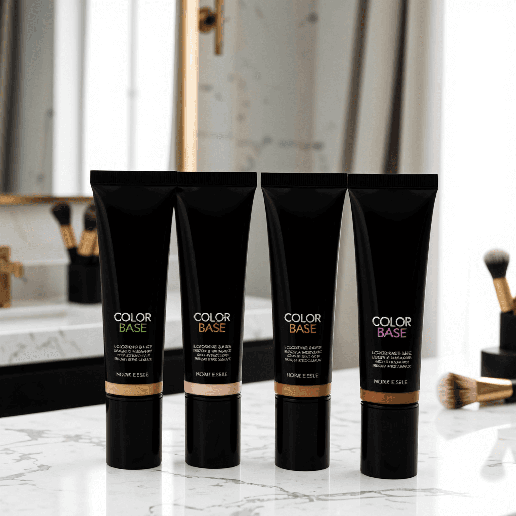 product photography of set of makeup color bases